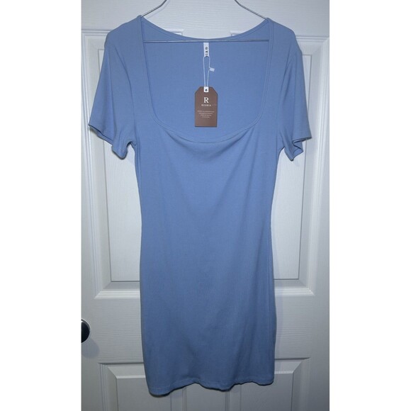 REORIA Women’s Short Sleeve Fitted Bodycon Dress Light Blue Size XL NWT - Picture 1 of 6
